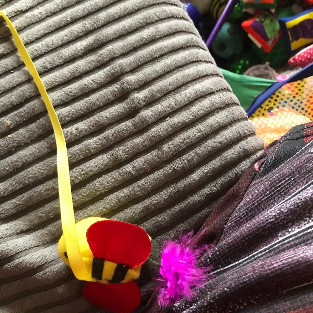 Feather & Ribbon Cat Teaser Wand in Yellow and Pink